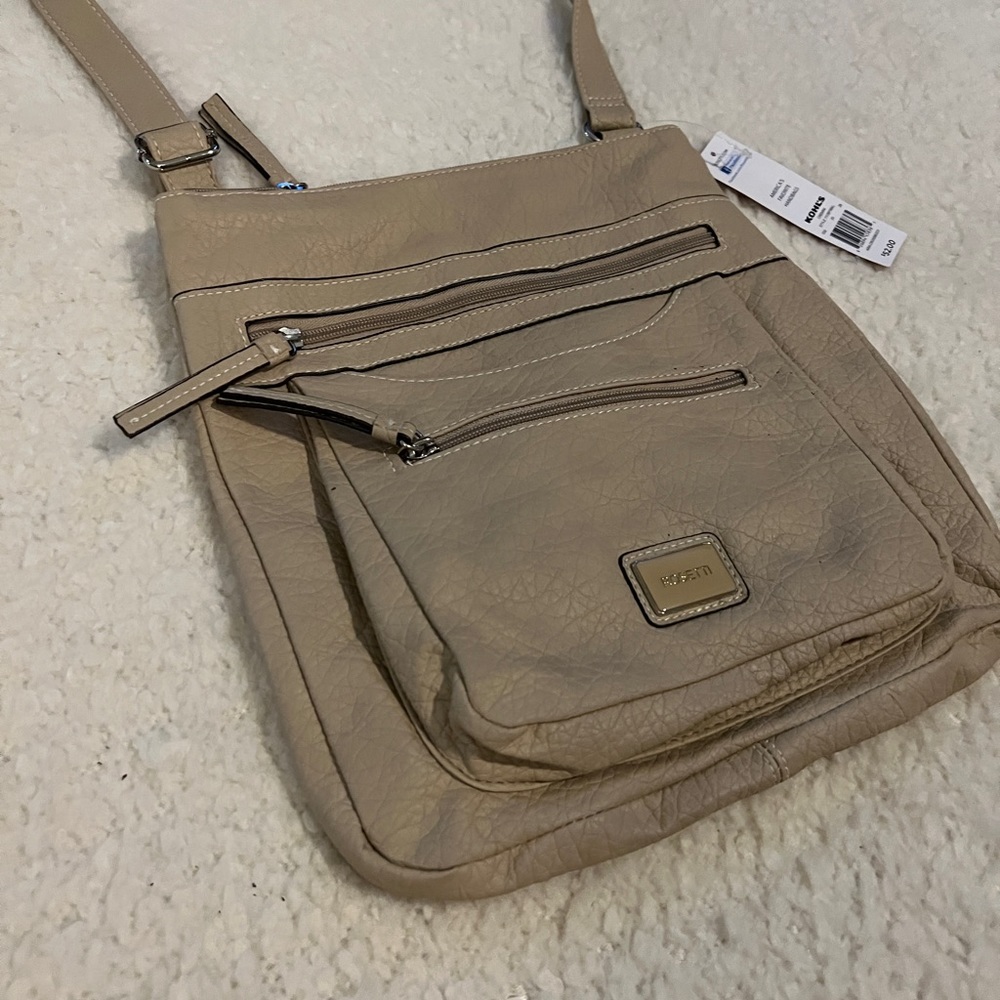 Beige Rosetti Leather Crossbody Purse